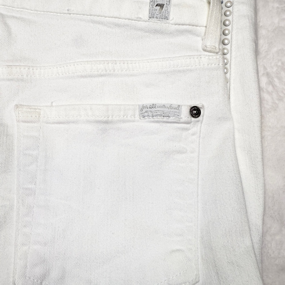 7 For All Mankind White Skinny Jeans with Contrast Stitching - Picture 4 of 5